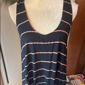 Lush Black & Tan Stripe Sheer Back Tank Top M-L
